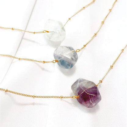 Green Fluorite Necklace, Fluorit Halskette, Fluorit Anhänger Kette, Kette mit Edelstein Anhänger grün Florit goldene Halskette mit Fluorit Edelstein Anhänger  Natursteinen Fluorite Golkette
