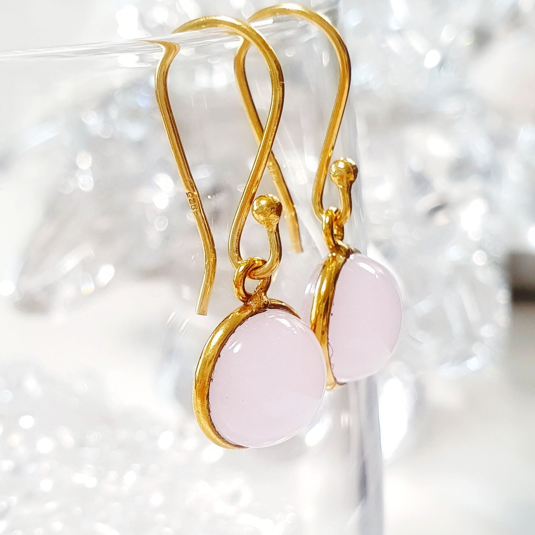 Rosa Chalcedon Edelstein Ohrringe, Rosa Chalcedon Ohrringe, Pink Chalcedony Hänge Ohrringe, Rosa Edelstein Ohrringe, Edelstein Ohrhänger, Rosa Ohrringe, pink earrings