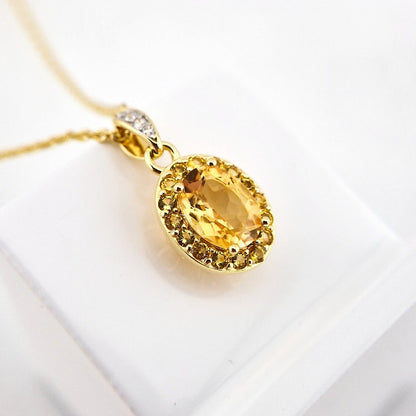 Citrin Halskette, Citrine necklace, Citrin Kette kaufen, Citrine Necklace, golden necklace, Citrine pedant necklace