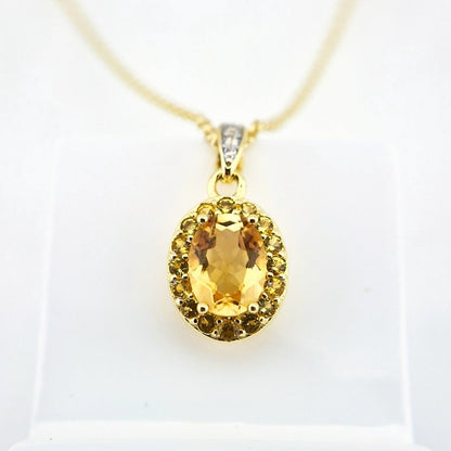 Citrin Halskette, Citrine necklace, Citrin Kette kaufen, Citrine Necklace, golden necklace, Citrine pedant necklace