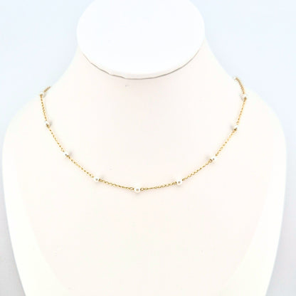 Goldene Halskette Perlen, gold pearl necklace, golden necklace pearls, collier dore perles, collana dorata perle, minimalistische Kette mit kleinen Perlen, minimalist necklace wit tiny pearls, Gold necklace pearls, Halskette, Perlen Halskette, Necklace, collier, collana