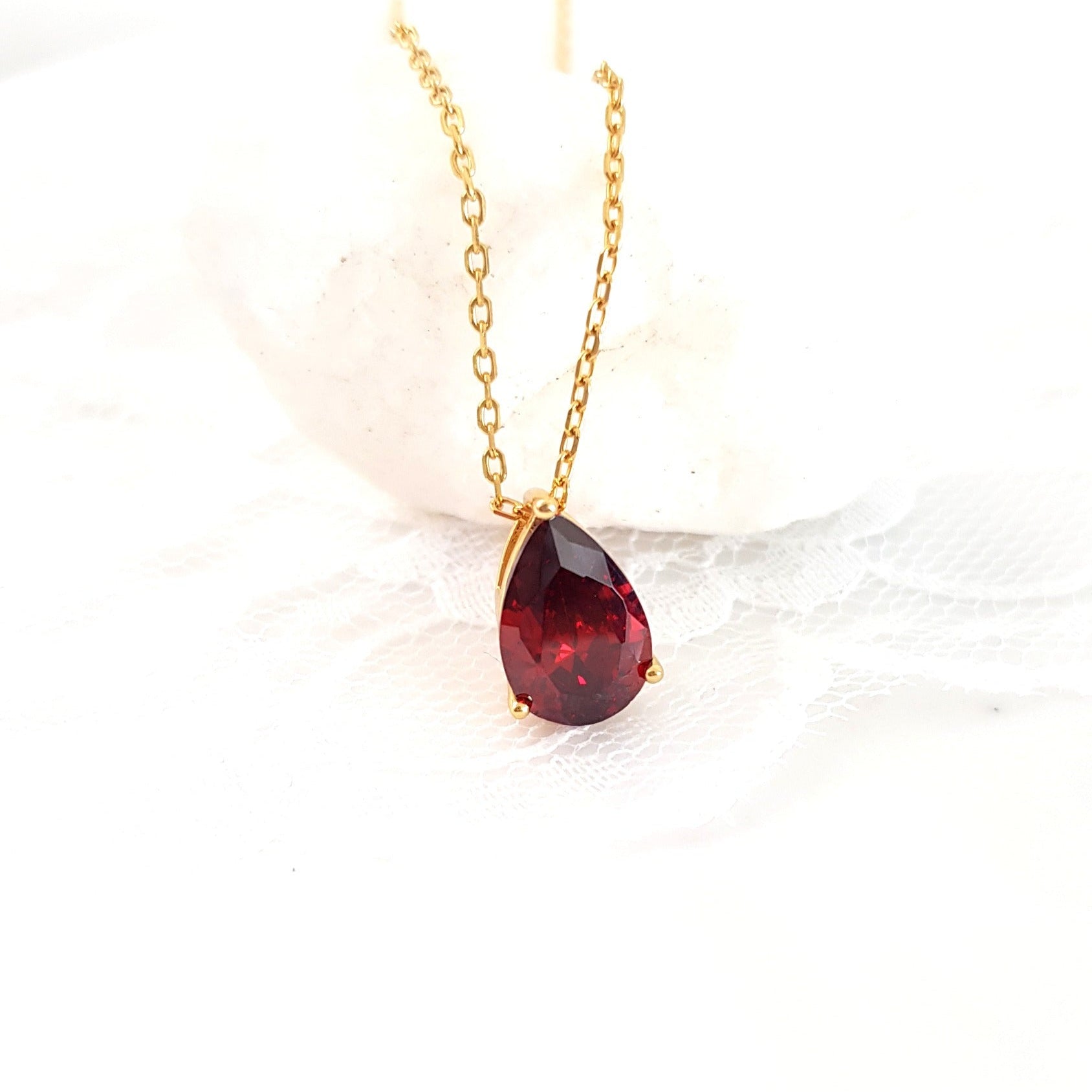 Red Garnet Kette, red garnet necklace, Halskette, necklace, Halskette mit Anhänger, Granat Halskette, red pendant necklace, Kette mit Edelstein Anhänger - rote Granat Halskette Edelstein Anhänger red garnet, 925 Sterlingsilber Halskette