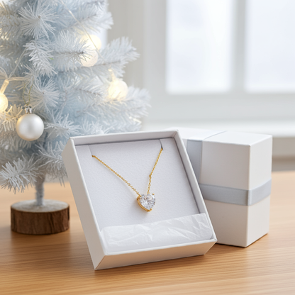 Herz Halskette, goldene Kette mit Herz Anhänger, CZ Anhänger Halskette, DAmen Halskette, heart necklace, necklace, Halskette, collier, collana