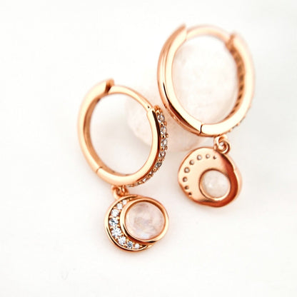 Mondstein Ohrringe Rosegold, Moonstone Earrings Rosegold, gemstone earrings, Silber Ohrringe mit Mondstein, SIlver Earrings moonstone, Edelstein Ohrringe, moonstone earrings