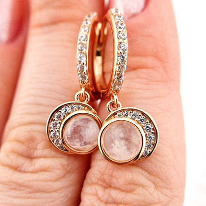 Mondstein Ohrringe Rosegold, Moonstone Earrings Rosegold, gemstone earrings, Silber Ohrringe mit Mondstein, SIlver Earrings moonstone, Edelstein Ohrringe, moonstone earrings