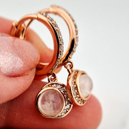 Mondstein Ohrringe Rosegold, Moonstone Earrings Rosegold, gemstone earrings, Silber Ohrringe mit Mondstein, SIlver Earrings moonstone, Edelstein Ohrringe, moonstone earrings