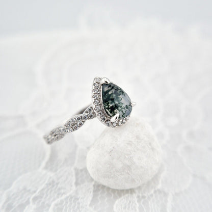 Moosachat Ring, Silber Ring mit Moosachat, Moss agate ring, Bague en agate mousse, Anello in agata muschiosa, Edelstein Ring, Silber RIng mit grünem Stein, Silver ring with green stone, green stone ring