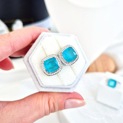 Paraiba Ohrringe, Paraiba earrings, Boucles doreilles Paraiba, Orecchini Paraiba, Paraiba Turmalin Ohrringe, Paraiba Tourmaline earrings, Paraiba Ohrstecker, Ohrringe, Ohrstecker, earrings, orecchini, boucles doreilles, blue earrings, tükies Ohrringe, Silber Ohrringe, Silver earrings, Paraiba Turmalin Silber Ohrringe, statement Ohrringe, statement earrings