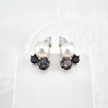 Perlen Ohrringe silber, Silber Ohrringe, Pearl Earrings, Silver earrings, black earrings, Perlen Ohrstecker, Perlen Ohrringe, Pear earrings, Süsswasserperlen Ohrringe, Schwarzer Spinell Ohrringe, Ohrringe, Ohrstecker