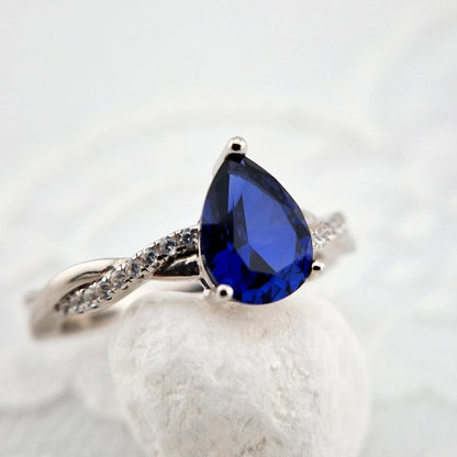 Blau Saphir Ring, sapphire ring, Ring mit Saphir, Royal blue Sapphire Ring, Blau Saphir Ring, Silber Ring mit blauem Saphir