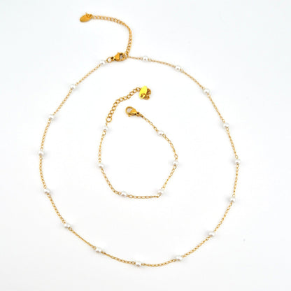 Schmuckset Minimalist Perlen, Schmuckset minimalistische Perlen, Jewelry set pearls, Jewelry set minimalist pearls, set de bijoux perles minimaliste, goldenes Schmuckset, Schmuckset, set de bijoux