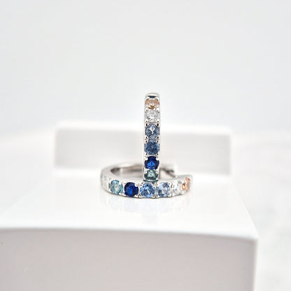 Creole in argento con pietre blu