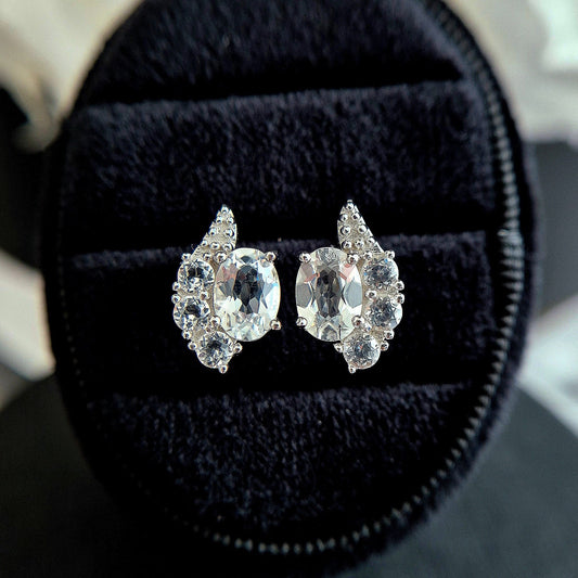 Weiss Topas Ohrringe, White Topaz Earrings, Topaz stud earrings, lab grown diamond earrings, lab grown topaz earrings, Silber Ohrringe, Silber Ohrstecker, silver earrings, Weiss Topas Ohrstecker, Silber Ohrstecker mit weissem Topas Edelstein, Topas Ohrringe, Weisse Edelstein Ohrringe, white topaz
