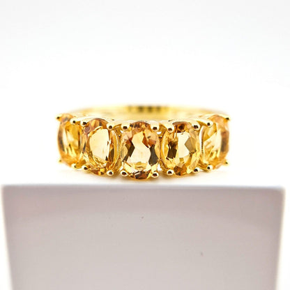 Citrin Ring, Citrine Ring, vergoldeter Ring mit Citrin Edelstein, gold plated silver ring with citrine gemstone, Zitrin Ring, yellow quartz ring