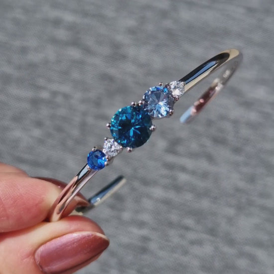 London Blue Topaz Bracelet, Silber Armreifen, Silber Armband, Topaz bangle, Armreifen mit blauen Edelsteinen, Silber Armreifen mit blauen Edelsteinen. blue gemstone bracelet, topaz bracelet, Silber Schmuck, Aquamarin, Saphir, Topas, Schmuck, jewelry, jewellery, bracelet, bracciale