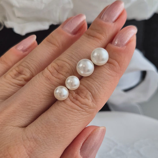 Perlen Ohrstecker, Pearl stud earrings, Pearl earrings, 6 mm, 8 mm, Perlen Ohrringe, Perlenohrringe, Ohrstecker, Ohrringe, Damenohrringe, Damenschmuck, Perlen Schmuck, Pearl Jewelry, Mabe pearl earrings, shell pearl earrings, boucles doreilles perle, orecchini, boucles, puces, orecchini a perno, Silber Ohrstecker, 925 sterling silber, sterling silver, jewelry, jewellery, bijou, bijoux, gioielli, accessoire, Schmuck