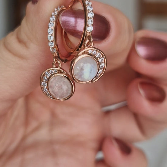 Mondstein Ohrringe Rosegold, Moonstone Earrings Rosegold, gemstone earrings, Silber Ohrringe mit Mondstein, SIlver Earrings moonstone, Edelstein Ohrringe, moonstone earrings