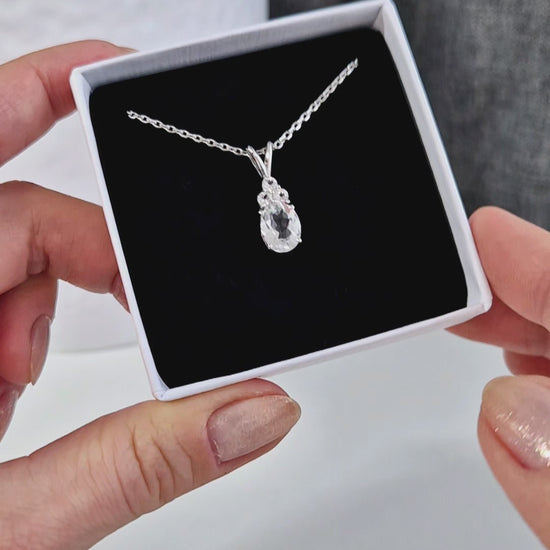 Topas Halskette silber, Weiss Topas Halskette, White Topaz Necklace, Topas Halskette, Topaz Necklace, Topaz pendant necklace, pendant Necklace, Anhänger Halskette, Anhänger Kette, Silber Kette, Silber Halskette, Silber Halskette Damen, elegant necklace, timeless necklace, Halskette, necklace, Damenkette, Schmuck, collier, collana, gioielli, jewelry, jewellery
