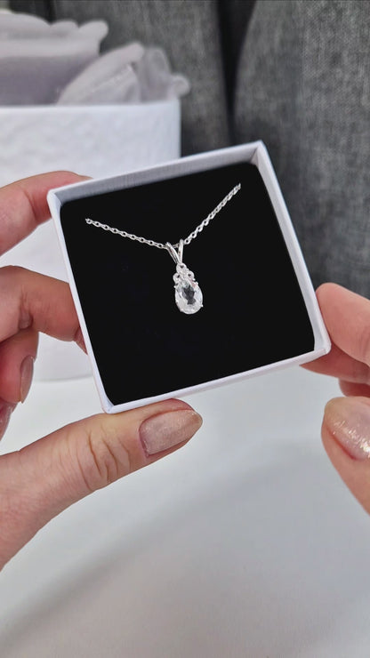 Topas Halskette silber, Weiss Topas Halskette, White Topaz Necklace, Topas Halskette, Topaz Necklace, Topaz pendant necklace, pendant Necklace, Anhänger Halskette, Anhänger Kette, Silber Kette, Silber Halskette, Silber Halskette Damen, elegant necklace, timeless necklace, Halskette, necklace, Damenkette, Schmuck, collier, collana, gioielli, jewelry, jewellery